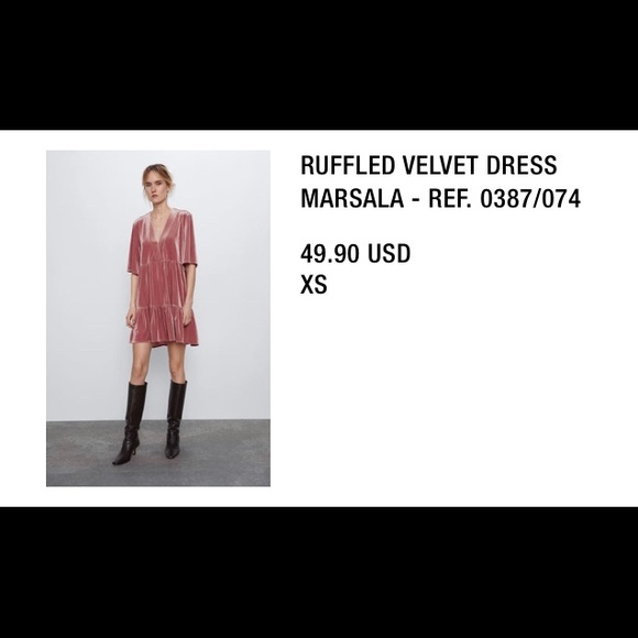 Zara Mauve Velvet Mini Dress - Picture 4 of 4